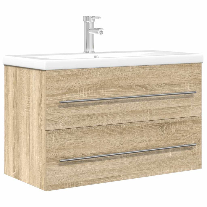 vidaXL Set Mobili da Bagno 2 pz Rovere Sonoma in Legno Multistrato