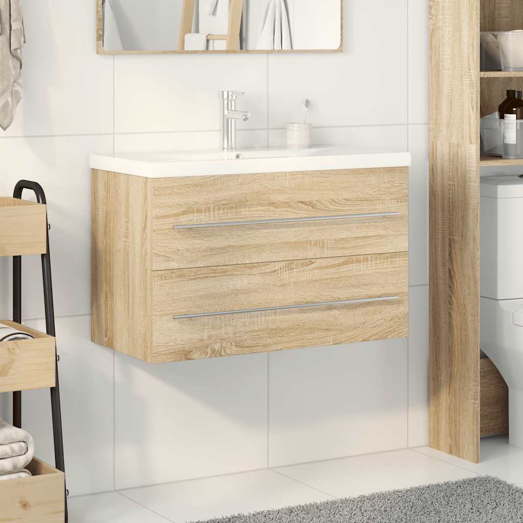vidaXL Set Mobili da Bagno 2 pz Rovere Sonoma in Legno Multistrato
