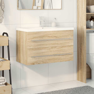 vidaXL Set Mobili da Bagno 2 pz Rovere Sonoma in Legno Multistrato