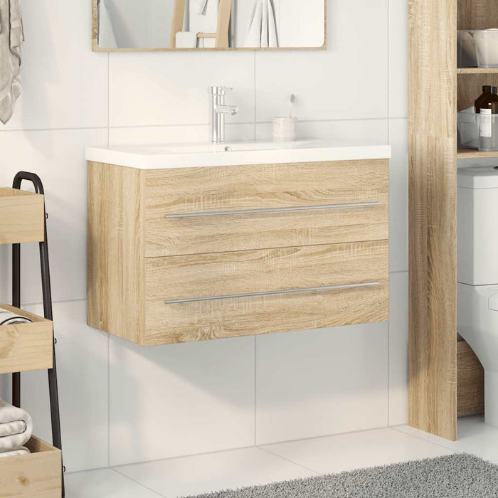 vidaXL Set Mobili da Bagno 2 pz Rovere Sonoma in Legno Multistrato