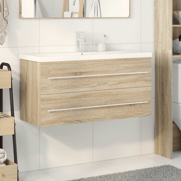 vidaXL Set Mobili da Bagno 2 pz Rovere Sonoma in Legno Multistrato