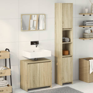 Set Mobili da Bagno 3 pz Rovere Sonoma in Legno Multistrato 3324974