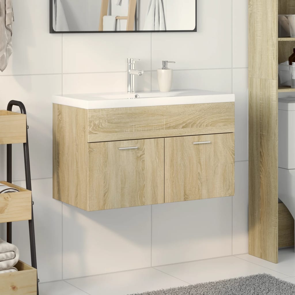 Mobile da Bagno con Lavabo Integrato-Armadietto da bagno con Lavandino Rovere Sonoma 628906
