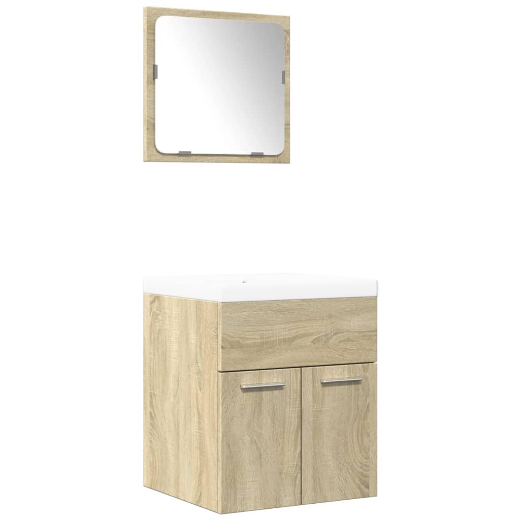 vidaXL Set Mobili da Bagno 3 pz Rovere Sonoma in Legno Multistrato