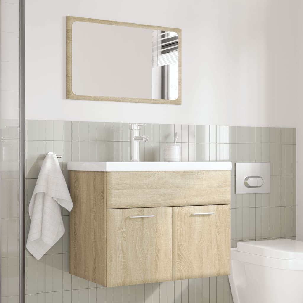 Set Mobili da Bagno 3 pz Rovere Sonoma in Legno Multistrato 3324987