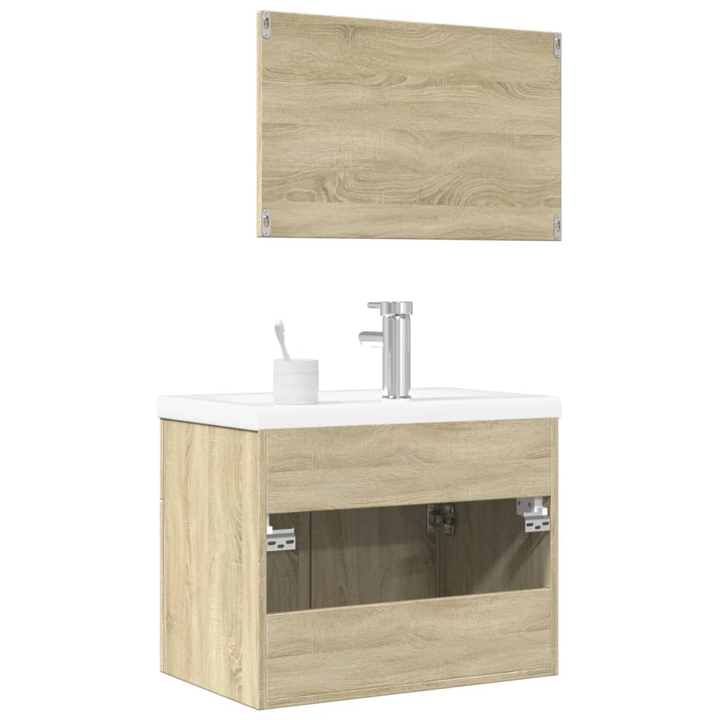 Set Mobili da Bagno 3 pz Rovere Sonoma in Legno Multistrato 3324987