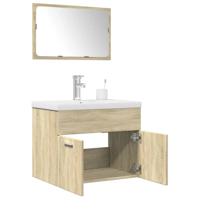 vidaXL Set Mobili da Bagno 3 pz Rovere Sonoma in Legno Multistrato