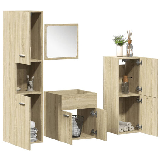 Set Mobili da Bagno 4 pz Rovere Sonoma in Legno Multistrato 3324989