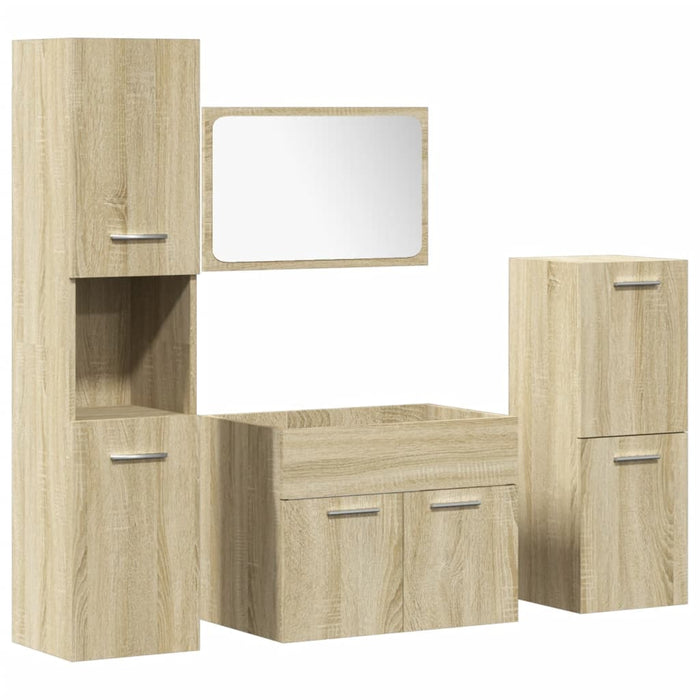 vidaXL Set Mobili da Bagno 4 pz Rovere Sonoma in Legno Multistrato