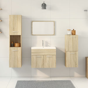 vidaXL Set Mobili da Bagno 4 pz Rovere Sonoma in Legno Multistrato