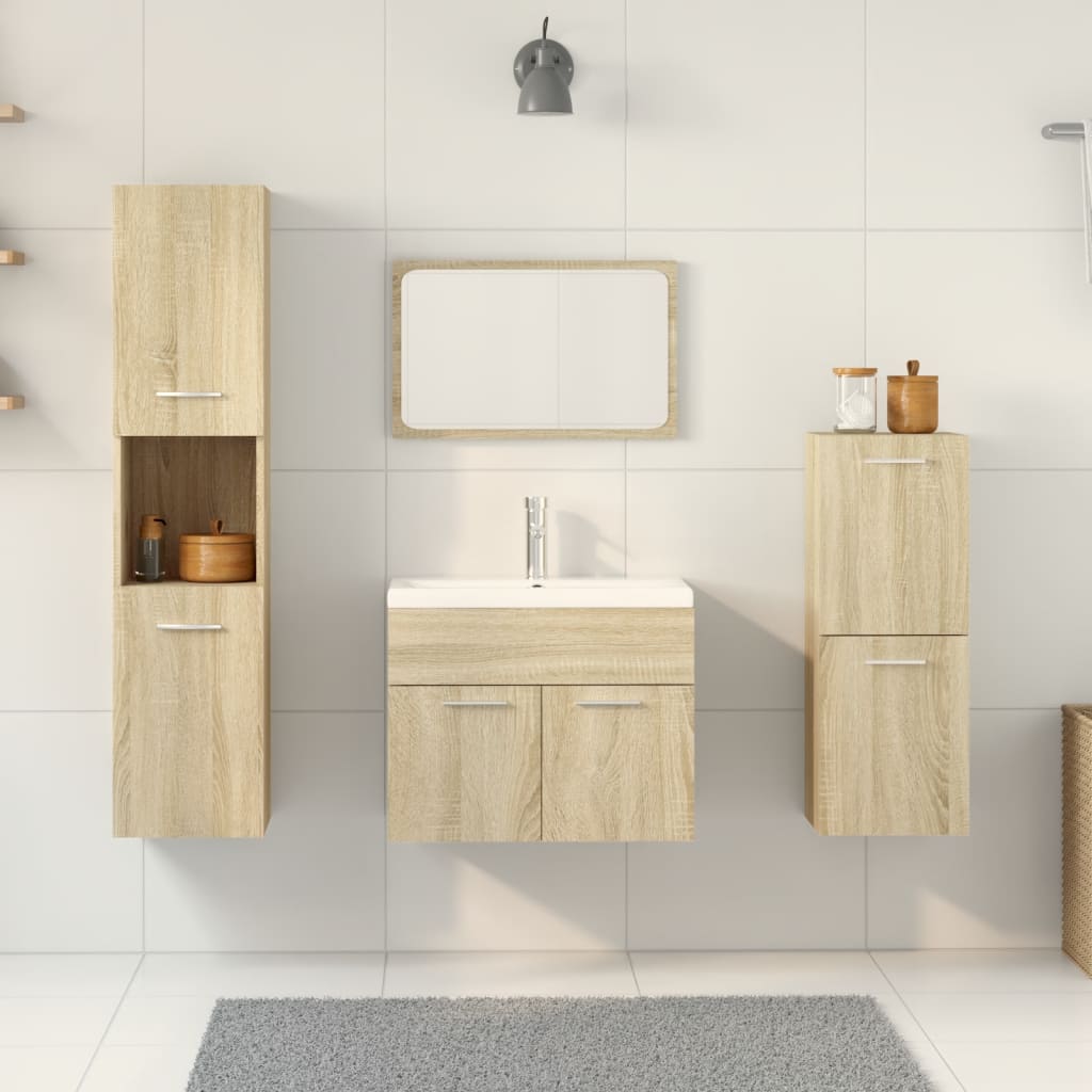 Set Mobili da Bagno 4 pz Rovere Sonoma in Legno Multistrato 3324990