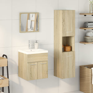 vidaXL Set Mobili da Bagno 3 pz Rovere Sonoma in Legno Multistrato