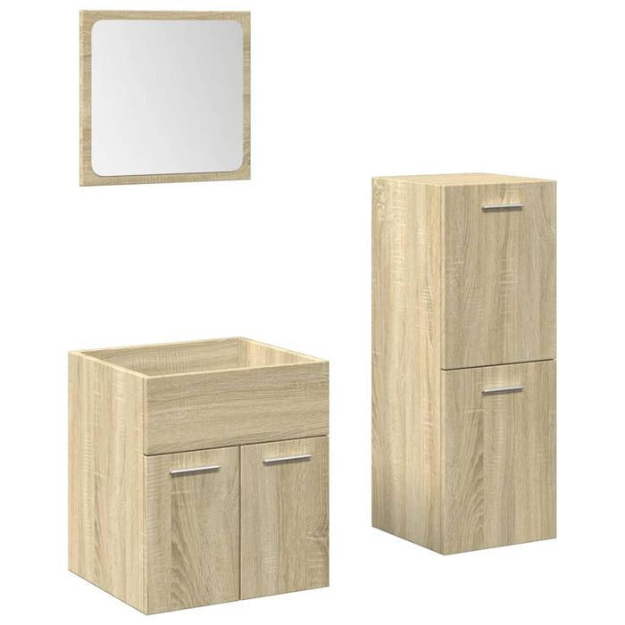 Set Mobili da Bagno 3 pz Rovere Sonoma in Legno Multistrato 3324995