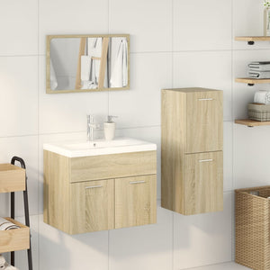 Set Mobili da Bagno 3 pz Rovere Sonoma in Legno Multistrato 3324996