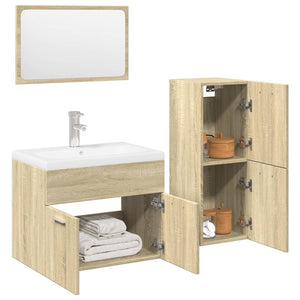 Set Mobili da Bagno 3 pz Rovere Sonoma in Legno Multistrato 3324996