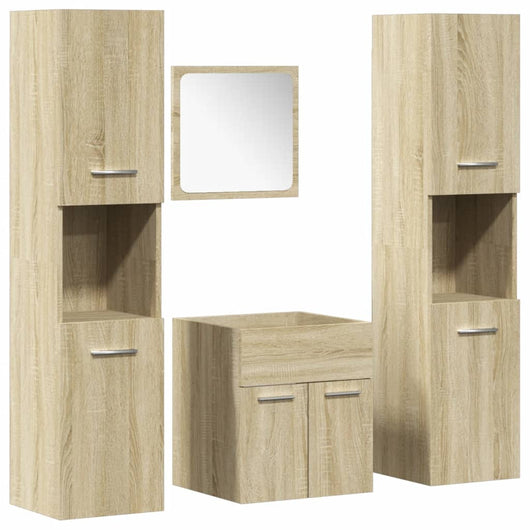 Set Mobili da Bagno 4 pz Rovere Sonoma in Legno Multistrato 3324998