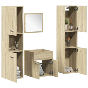 Set Mobili da Bagno 4 pz Rovere Sonoma in Legno Multistrato 3324998