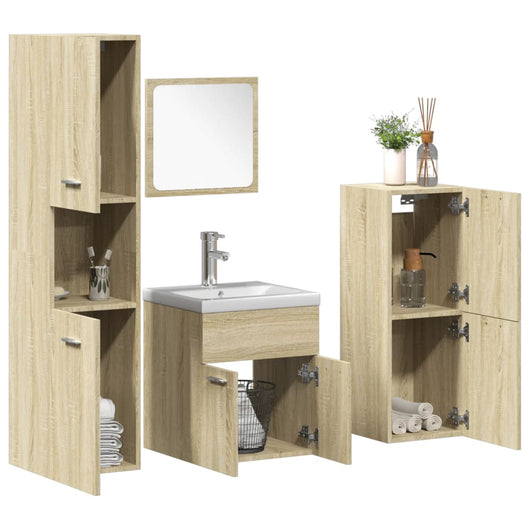 Set Mobili da Bagno 5 pz Rovere Sonoma in Legno Multistrato