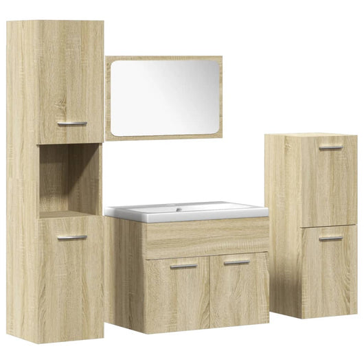Set Mobili da Bagno 5 pz Rovere Sonoma in Legno Multistrato 3325002