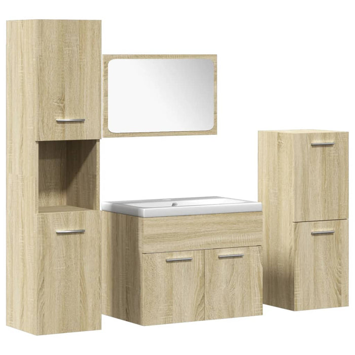 vidaXL Set Mobili da Bagno 5 pz Rovere Sonoma in Legno Multistrato