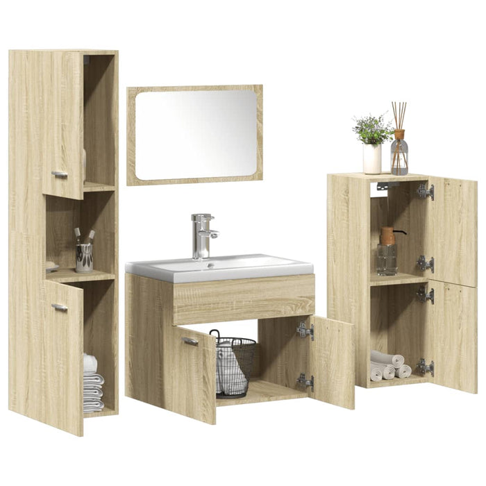 vidaXL Set Mobili da Bagno 5 pz Rovere Sonoma in Legno Multistrato