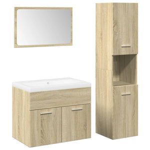 Set Mobili da Bagno 4 pz Rovere Sonoma in Legno Multistrato 3325005