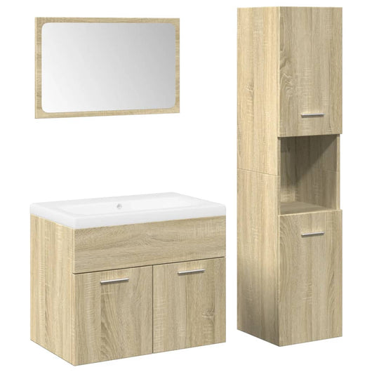 Set Mobili da Bagno 4 pz Rovere Sonoma in Legno Multistrato 3325005