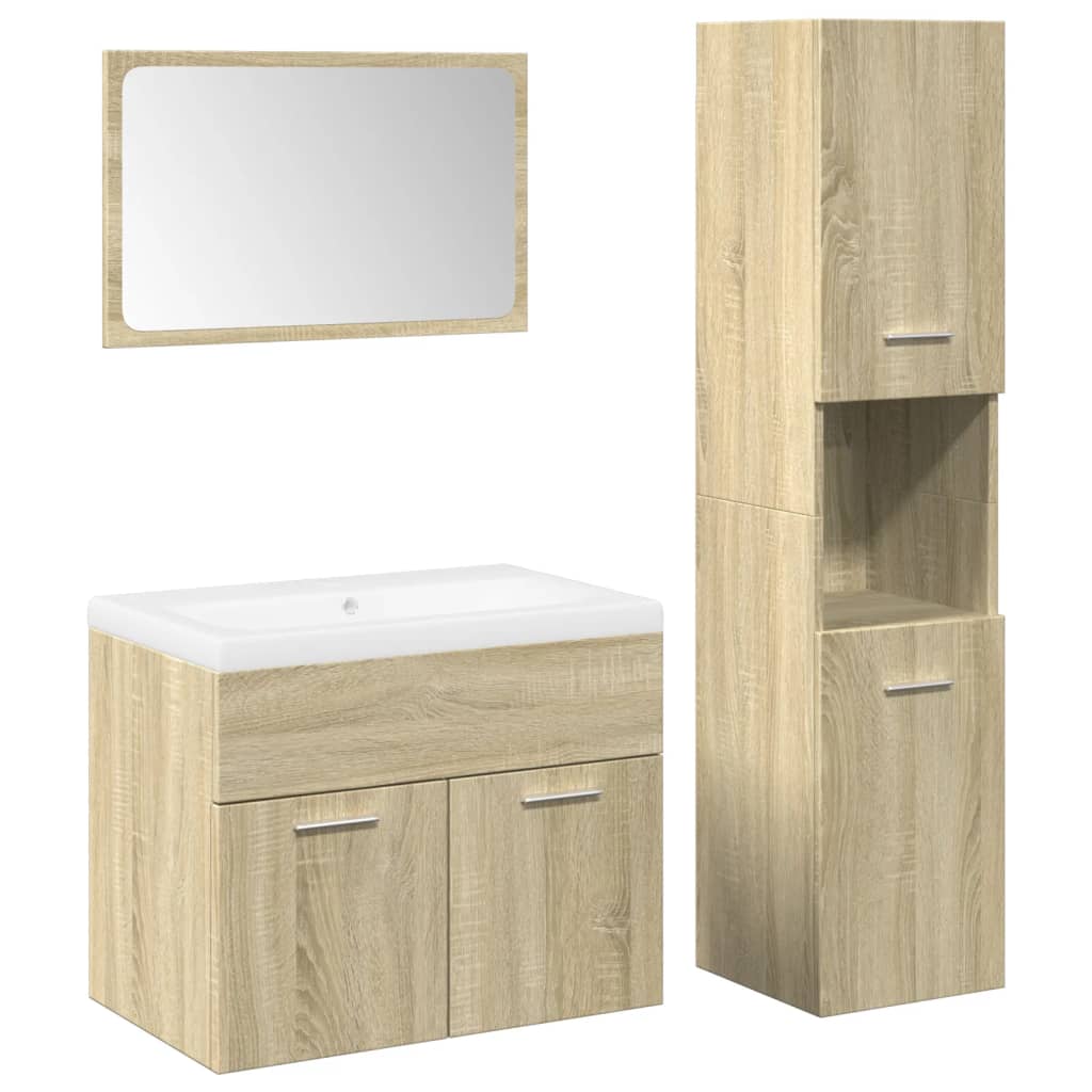 vidaXL Set Mobili da Bagno 4 pz Rovere Sonoma in Legno Multistrato