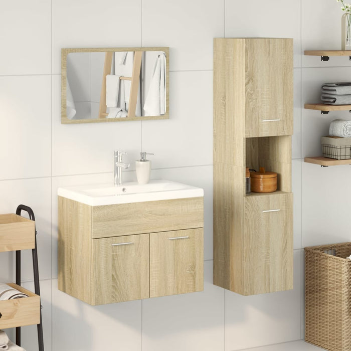 vidaXL Set Mobili da Bagno 4 pz Rovere Sonoma in Legno Multistrato
