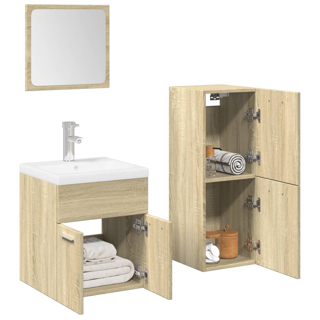 vidaXL Set Mobili da Bagno 4 pz Rovere Sonoma in Legno Multistrato