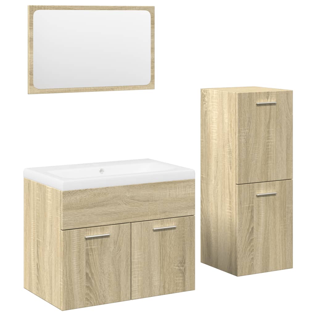 Set Mobili da Bagno 4 pz Rovere Sonoma in Legno Multistrato 3325008
