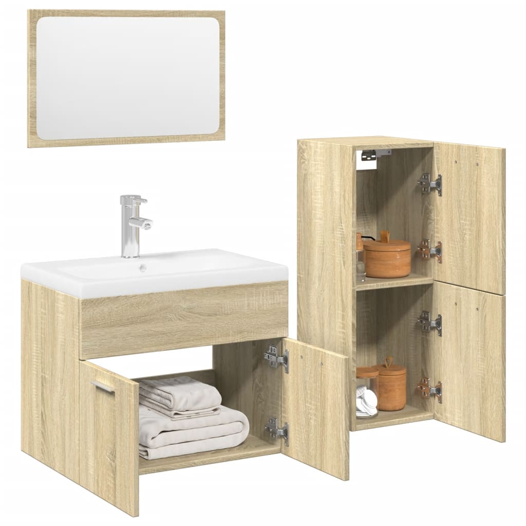 vidaXL Set Mobili da Bagno 4 pz Rovere Sonoma in Legno Multistrato