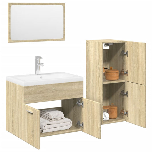 vidaXL Set Mobili da Bagno 4 pz Rovere Sonoma in Legno Multistrato