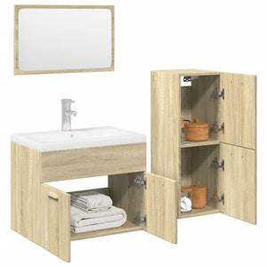 Set Mobili da Bagno 4 pz Rovere Sonoma in Legno Multistrato 3325008