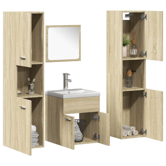 Set Mobili da Bagno 5 pz Rovere Sonoma in Legno Multistrato 3325010