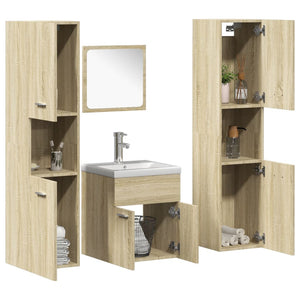 Set Mobili da Bagno 5 pz Rovere Sonoma in Legno Multistrato 3325010