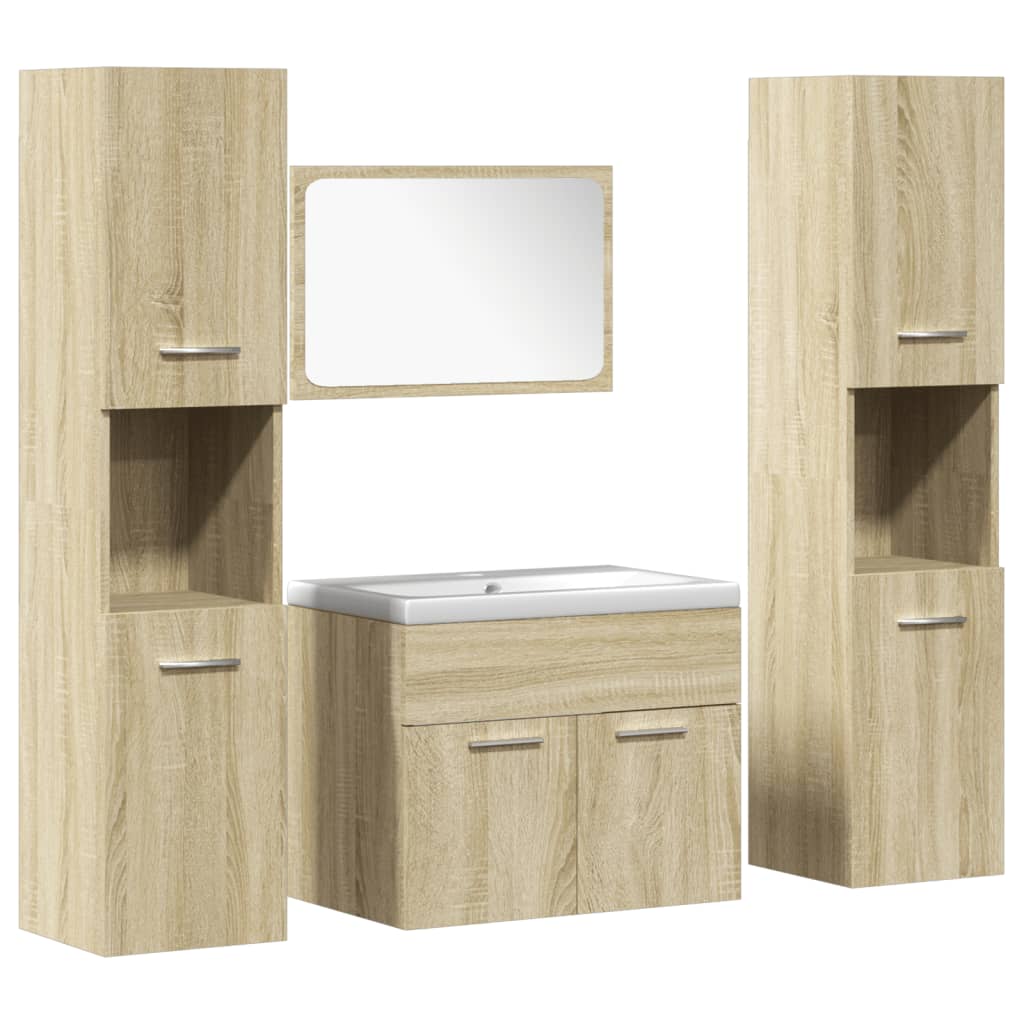 vidaXL Set Mobili da Bagno 5 pz Rovere Sonoma in Legno Multistrato