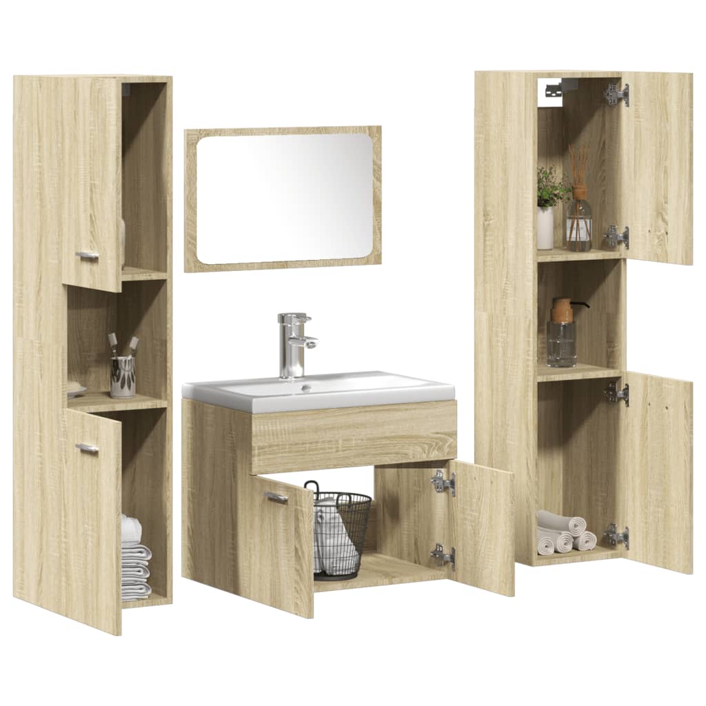 vidaXL Set Mobili da Bagno 5 pz Rovere Sonoma in Legno Multistrato