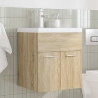 vidaXL Mobile da Bagno con Lavabo Integrato e Rubinetto Rovere Sonoma