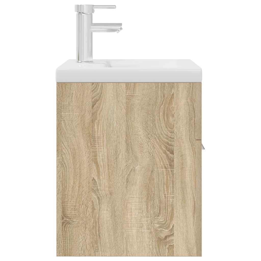 vidaXL Mobile da Bagno con Lavabo Integrato e Rubinetto Rovere Sonoma