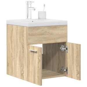 Mobile da Bagno con Lavabo Integrato e Rubinetto Rovere Sonoma 3325013