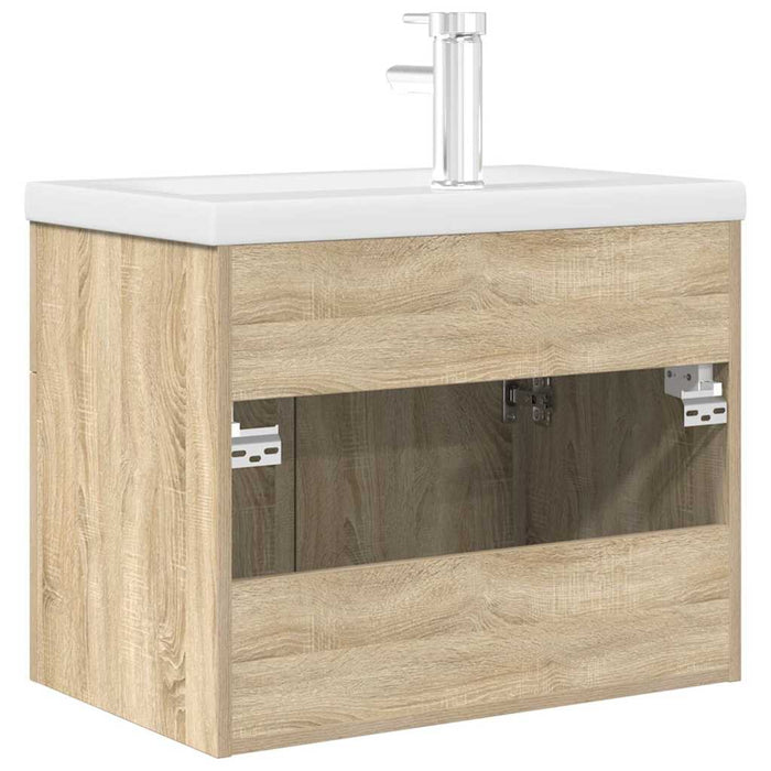 Mobile da Bagno con Lavabo Integrato e Rubinetto Rovere Sonoma