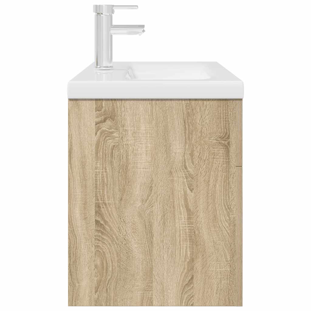 Mobile da Bagno con Lavabo Integrato e Rubinetto Rovere Sonoma