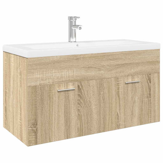 Mobile da Bagno con Lavabo Integrato-Armadietto da bagno con Lavandino Rovere Sonoma 641560