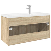 Mobile da Bagno con Lavabo Integrato-Armadietto da bagno con Lavandino Rovere Sonoma 641560