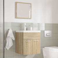 Set Mobili da Bagno 3 pz Rovere Sonoma in Legno Multistrato