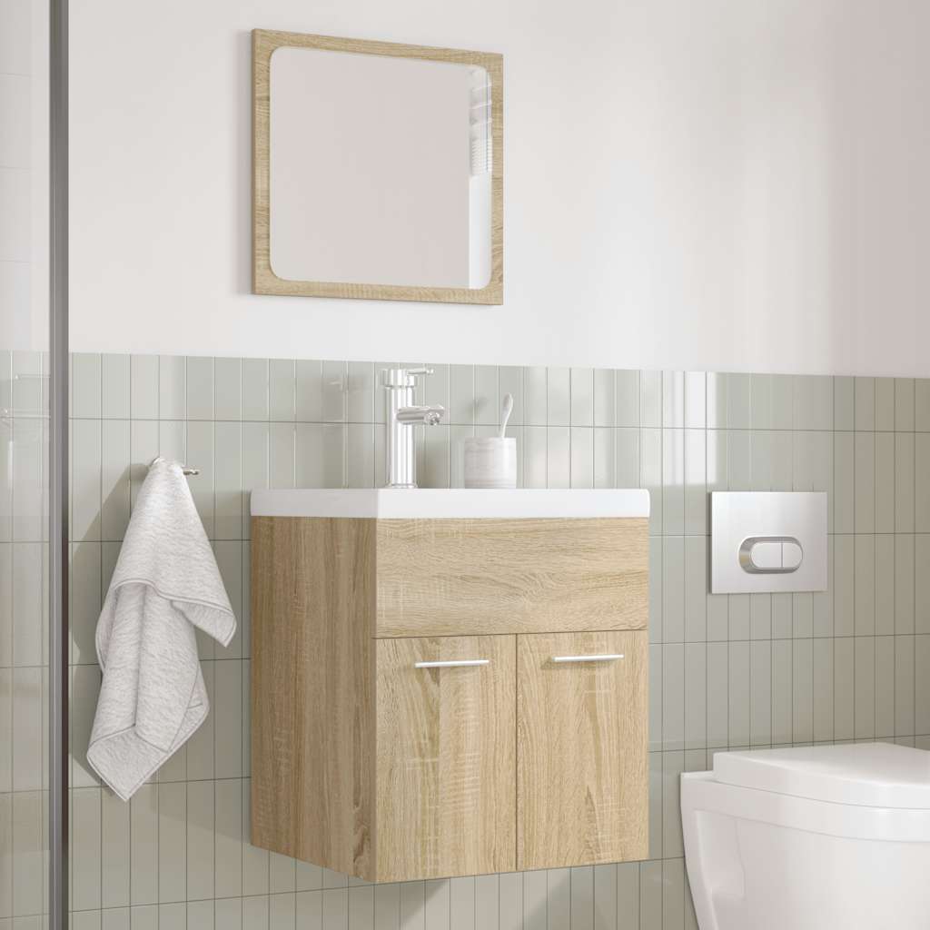 Set Mobili da Bagno 3 pz Rovere Sonoma in Legno Multistrato 3325017