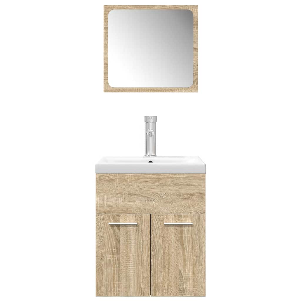 Set Mobili da Bagno 3 pz Rovere Sonoma in Legno Multistrato 3325017