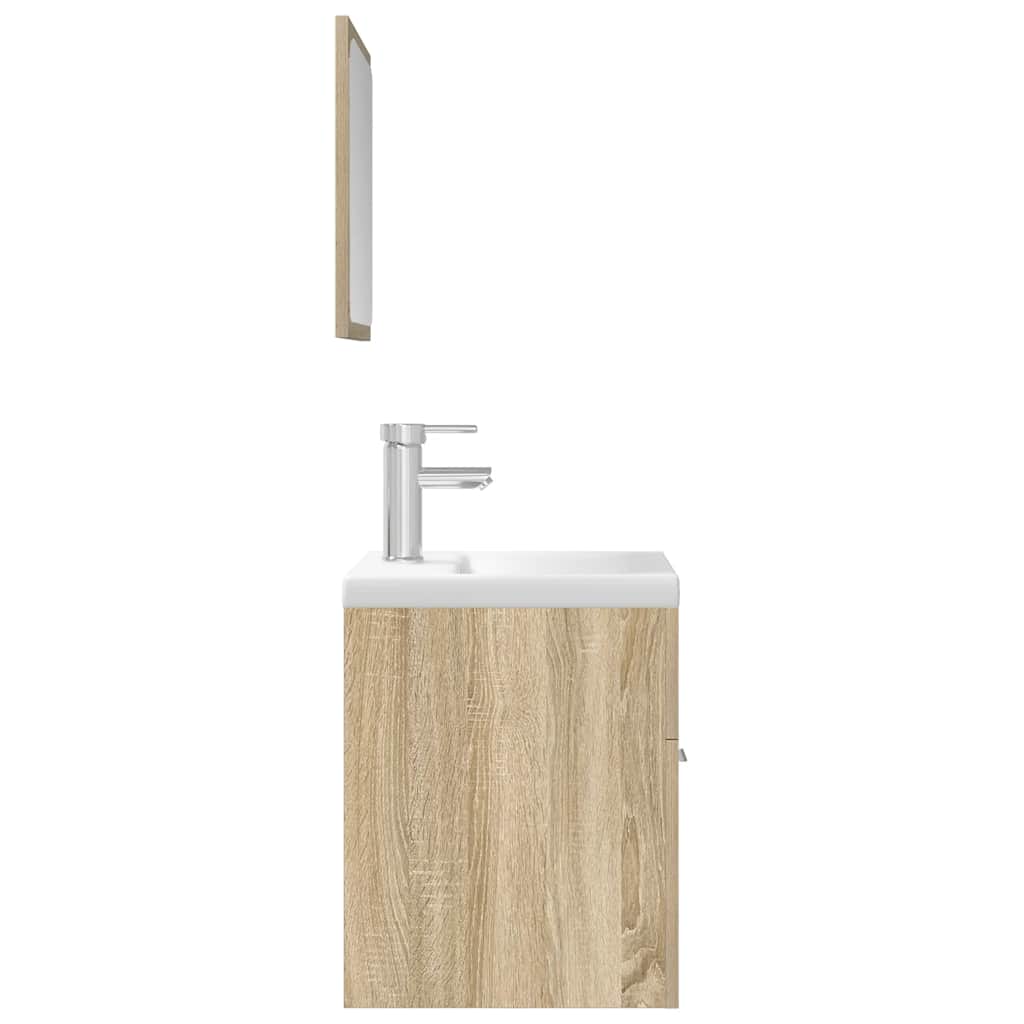 Set Mobili da Bagno 3 pz Rovere Sonoma in Legno Multistrato