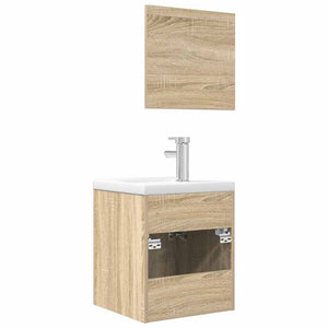 Set Mobili da Bagno 3 pz Rovere Sonoma in Legno Multistrato